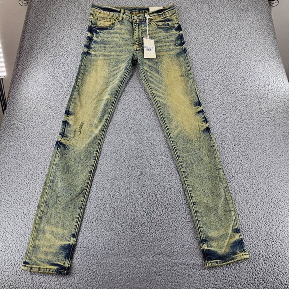 mnml Jeans Mens 31 Blue X146 Stretch Denim Distressed Slim Fit - Picture 1 of 16